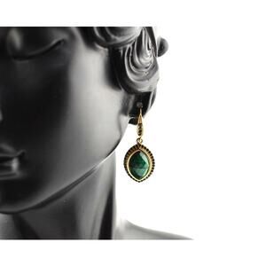 Rachel Reinhardt Malachite and Pave Teardrop Earrings